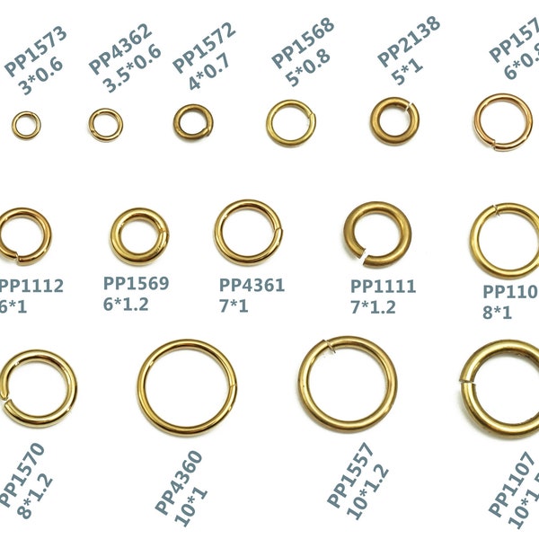 Brass Closed Jump Rings - Raw Brass Circle Closed Jump Ring - Round Wire - Not Soldered - 3*0.6  3.5*0.6  4*0.7  ...10*1  10*1.2  10*1.5mm