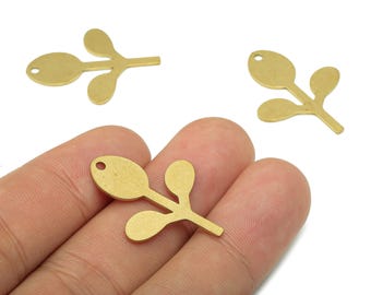 Messing Blumen Ohrring Charms - Rohmessing Ausschnitt Ohrring - Blumen Anhänger - Blumen Anhänger für Halskette - 30.06x22.49x0.87 mm - PPA5334