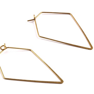 Brass Earring Wire - Raw Brass Diamond Ear Wire - Earring Findings - Jewelry Supplies - 50x33x0.8mm - PP1331