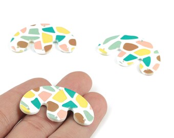 Conector de pendientes de acrílico en forma de media luna - Colgantes de pendientes semicirculares en tonos pastel con 4 agujeros - Suministros para joyería - 39,82 x 24,94 x 2,41 mm - AC2092B