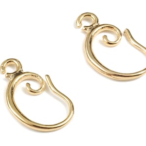 Brass Earring Hooks - 18K Real Gold Plated Brass Earring Wires - Ear Hooks Findings - Jewelry Supplies - 16.69x9.16x1.57mm - RGP2676