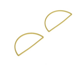 15*30 Brass Semicircle Charms - Raw Brass Half Round Earring Connector - Brass Semicircle Wire Earring Charm - 30x15x0.93mm - PP10363-15*30