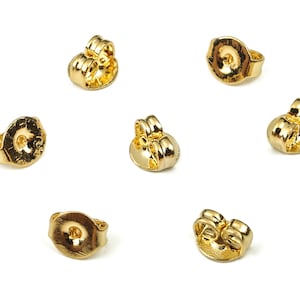 18k Gold Earring Back - Earring Post Nuts & Ear Backs - Earring Stopper  - Ear Nuts - 18K Real Gold Plated Brass - 5.21x4.61x2.7mm - RGP3757