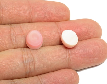 Cabochon ovale di conchiglia da 10*12 mm - Conchiglia rosa per lavori artigianali - Pietra geometrica per incastonatura - Pietra per la creazione di gioielli - NS2711
