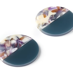Acetate Round Earring Charms - Circle Shaped Pendant - Earring Findings - Jewelry Supplies - 29.9x29.9x2.3mm - AC1421H