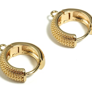 Brass Round Hoop Earring - Dainty Hoop Earrings - 18k Gold Plated Brass Circle Hoop Earrings - Jewelry Supplies -15.42x14.81x2.37mm- RGP3204