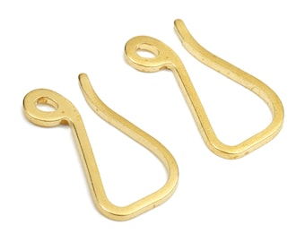 Brass Earring Wires - Raw Brass Earring Hooks - Brass Copper Ear Wire - Jewelry Supplies - 17.8x9.84x1.17mm - PP2679