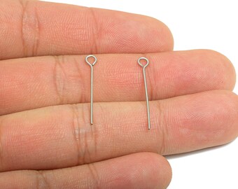 Alfiler de ojo de acero de 0,7*25 mm - Alfileres de ojo para bisutería - Alfileres de ojo a granel para bisutería - Alfileres de cabeza para manualidades de bisutería - SS2131-25