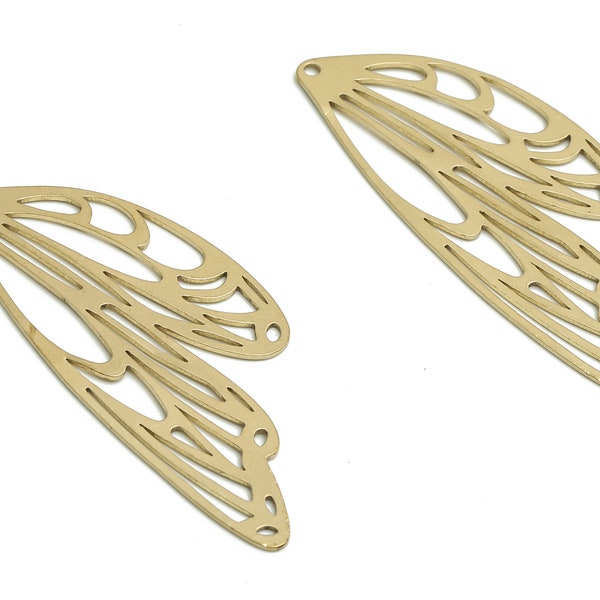 Brass Butterfly Wing Earring Charms - Raw Brass Wing Pendant - Jewelry Making Supplies - 49.03x20.6x0.86mm - PP4783