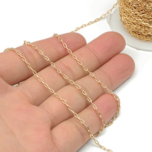 Faceted Cable Chain - 18K Real Gold Plated Brass Chain -Soldered Tiny Chain - Oval Paperclip Layering Mini Chain - 3.6*1.8mm*0.5mm - RGP4348