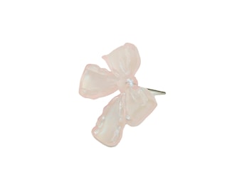 Pink Resin Bow Earring Stud - Shimmer Bow Earring - Handmade Resin Earring Post - Party Jewelry - Gift For Her - 27x20x6mm-AC2660D