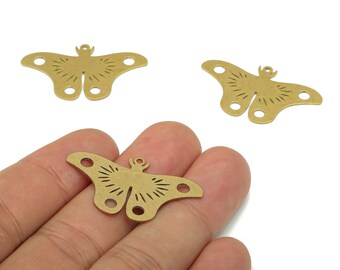 Brass Moth Earring Charms - Raw Brass Butterfly Earring - Butterfly Pendant With Loop - Charm For Necklace - 35.76x20.45x0.68mm - PPA5424