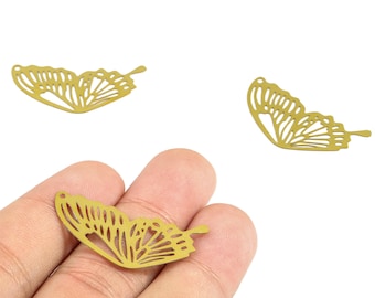 Brass Butterfly Wing Charms - Raw Brass Butterfly Pendant - Earring Charm – DIY Jewelry Making Supplies - 35.16x17.27x0.27mm - JJB6694