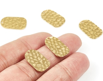 Messing Gehämmerte Oval Charms - Gehämmert Oval Form Roh Messing Anhänger - Ohrring Zubehör - Schmuck Zubehör - 19x11.5x0.8 mm - PP1940