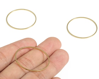 Connector Brass Round s - Brass Round Links - Raw Brass Circle Connector - Earring Findings - Jewelry Making SuPPlies - 32x1x1mm - PP4138-32