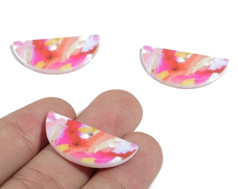 Colgantes acrílicos semicirculares para pendientes - Colgante acrílico de media luna impreso - Suministros para joyería - Código de color: B13 - 29,98 x 15 x 2,39 mm - AC1928-B13