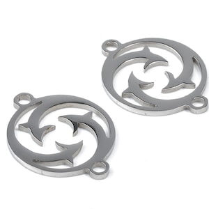 Roestvrij staal ronde connector - ronde oorbellen bedels en hanger - armband hanger - 19.74x15.38x0.93mm - SS1154