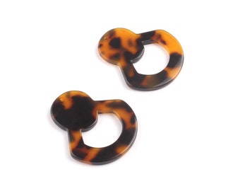 Acetate Tortoise Shell Charms – Earring Pendant Findings Color Code: A01 (34.4x29.4mm) AC1072A