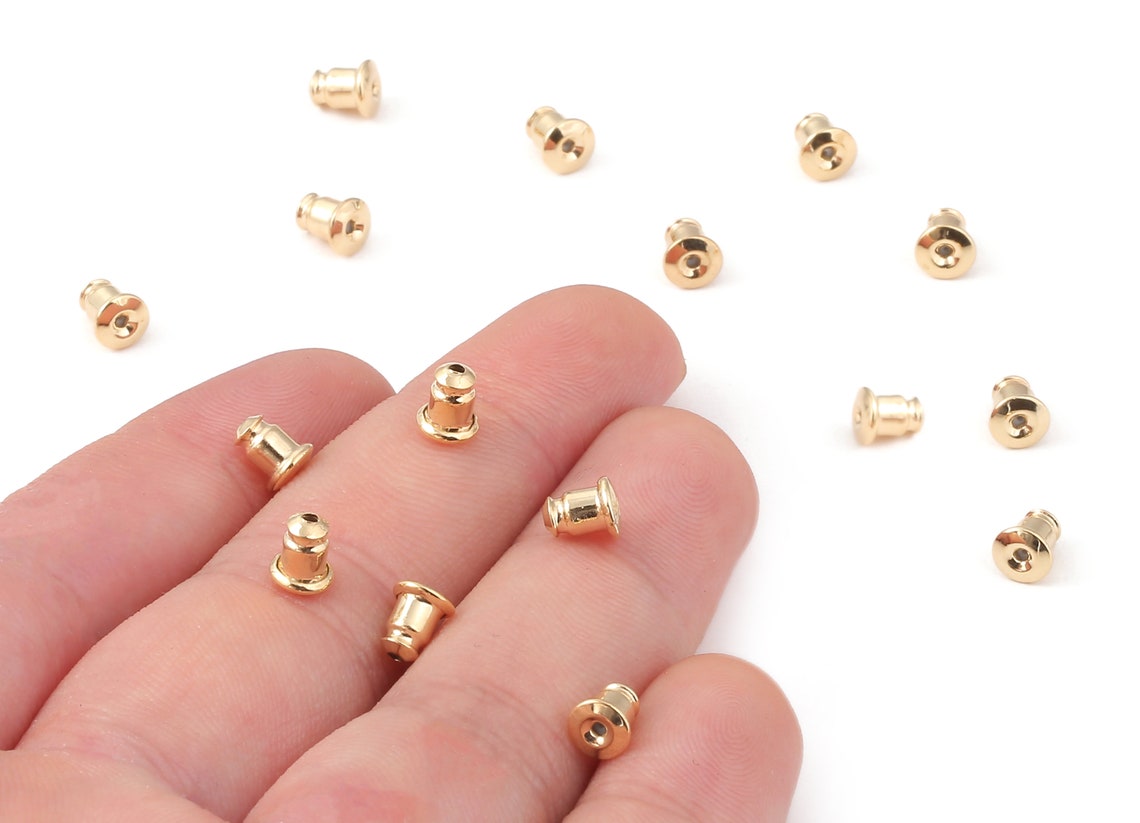 Brass Earring Stopper With Rubber Ear Nuts & Ear Wire Backs Etsy