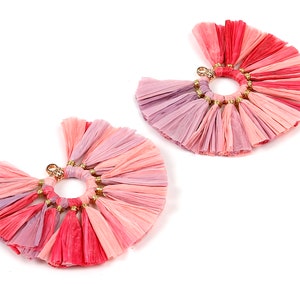 Raffia Fan Tassels Charms - Raffia Tassel Pendant - Jewelry Accessories - Handmade Tassels Jewelry - 54.16x54.16x3.49mm - RS1052