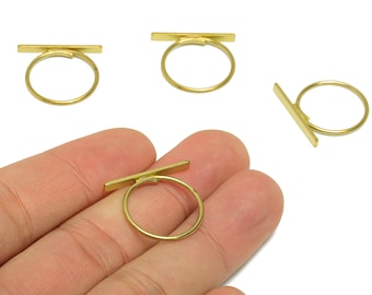 Brass Adjustable Rectangle Ring - Raw Brass Ring Settings - Brass Rectangle Rings - Ring Adjustable Finding - Bar Ring - 20x21x1mm - PP9369