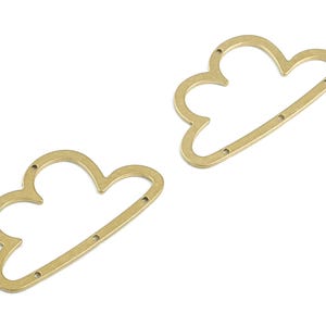 Cloud Earring Connector - Raw Brass Cloud Earring - 4 Holes Connector - Jewelry Supplies - 30x17x0.8mm - PPM3500 image 2