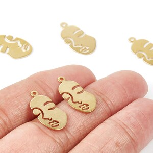Brass Face Charms - Face Shaped Raw Brass Pendant - Brass Earring Findings - Jewelry Supplies - 20,14x10,58x0,63mm - PP2011 image 1
