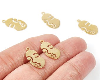 Brass Face Charms - Face Shaped Raw Brass Pendant - Brass Earring Findings - Jewelry Supplies - 20,14x10,58x0,63mm - PP2011