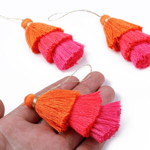 3 Layers Tassel Charms - Tiered Tassel Earrings - Stacked Tassel Pendant - Tiered Tassels for Earrings and Key Chain - 79.7x18.32mm - TS1044