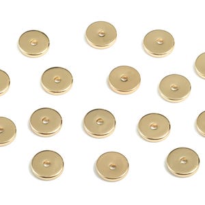 Espaceurs de perles disque plat 6 mm en laiton doré - Perles d'espacement rondelles Heishi - Disque en laiton plaqué or véritable 18 carats - 6,14 x 6,14 x 1,05 mm - RGP2699 image 3