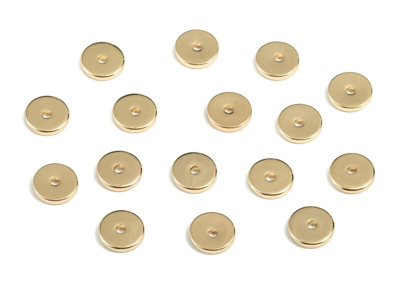 Espaceurs de perles disque plat 6 mm en laiton doré - Perles d'espacement rondelles Heishi - Disque en laiton plaqué or véritable 18 carats - 6,14 x 6,14 x 1,05 mm - RGP2699 image 3