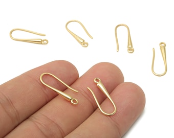 Brass Earrings Wires - Brass U Earrings Hook - Earrings Findings - Brass U Hook Earring - 18K Real Gold Plated - 20.77x7.24x2.27mm - RGP5026