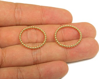 Anneau de chaîne sphère 18 mm - anneau de perles délicat - anneau fin en laiton et or massif - anneau de perles - placage à l'or véritable 18 carats - 22 x 22 x 1,75 mm - RGP7898