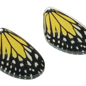 Acrylic Butterfly Wings Earring Charms - Acrylic Bubble Wing Pendant - Printing Textured - Jewelry Supplies - 39.55x19.48x2.21mm - AC2474C