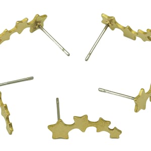 Brass Shooting Star Earring Stud - Brass Hanging Star Earring Post -Falling Star Earring Post -Earring Post - 17.65x5.9x1mm- PP8606