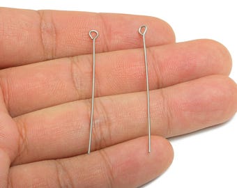 Alfiler de ojo de acero de 0,7*50 mm - Alfileres de ojo para bisutería - Alfileres de ojo a granel para bisutería - Alfileres de cabeza para manualidades de bisutería - SS2131-50