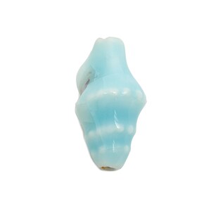 Glazed Ceramic Shell Beads - Craft Beads for Necklace or Bracelet - Blue Rustic Coastal Bead - Making Supplies - 20x11x10mm - NS2775A