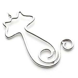 Big Cat Shaped Charms- Zinc Alloy Earring Findings - Nickel / Silver Tone - Alloy Pendant for Necklace - 47.3x27.21x2.26mm - ZZ1254N image 2