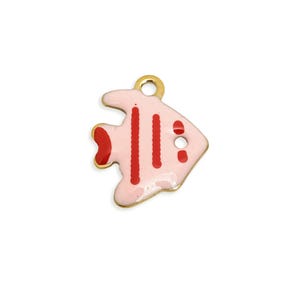 Dije de pez esmaltado con dibujos animados - Colgante de vida marina colorida - Joyería oceánica original - Joyería caprichosa - 11 x 9 x 1,71 mm - SS2813
