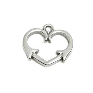 Steel Arrow Heart Pendant - Heart and Arrow Jewelry for Necklace - Romantic Arrow Heart Charm - Steel Finding - 14x15x2.09mm - SS1805