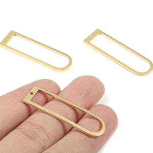 Connector Brass D Ring - Raw Brass Long Oval Connector - Brass D - Earring Findings - Jewelry Supplies - 40.05x12.61x0.98mm - PP3361 image 1
