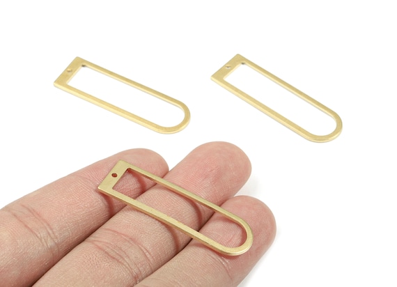 Connector Brass D Ring - Raw Brass Long Oval Connector - Brass D  - Earring Findings - Jewelry Supplies - 40.05x12.61x0.98mm - PP3361