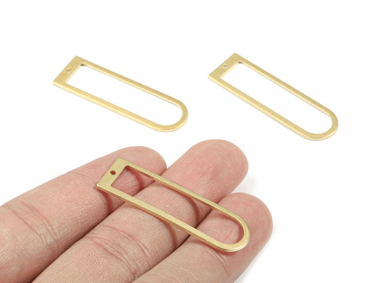 Connector Brass D Ring - Raw Brass Long Oval Connector - Brass D - Earring Findings - Jewelry Supplies - 40.05x12.61x0.98mm - PP3361 image 1