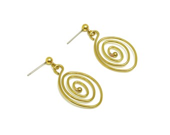 Boucle d'oreille escargot en laiton brut - Support pour boucle d'oreille escargot en laiton brut - Support pour boucle d'oreille en fil de fer en laiton - Support pendant en laiton - 38,6 x 20 x 2,86 mm - PP10480