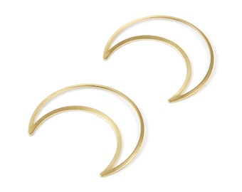 Brass Moon Charms -  Crescent Moon Shaped Raw Brass Pedants - Earring Findings - Jewelry Supplies - 50x41x0.94mm - PP2069