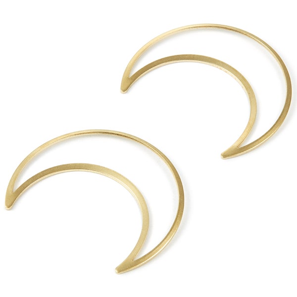 Brass Moon Charms -  Crescent Moon Shaped Raw Brass Pedants - Earring Findings - Jewelry Supplies - 50x41x0.94mm - PP2069