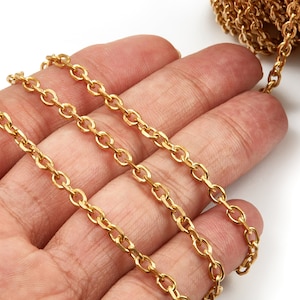 Flat Cable Chain - Raw Brass Faceted Chain- Open Link Mini Cable Chain - Faceted Cable Chain - for Necklace Bracelet - 5*3.5mm - CC1132