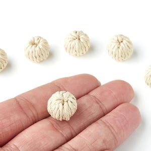 Handwoven Rattan Earrings - Ball Shaped Rattan Pendant - Wooden Straw Earring - Jewelery Handmade - 14.5x10.4mm - RT1114 image 1