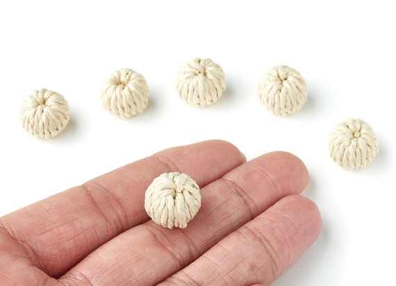 Handwoven Rattan Earrings - Ball Shaped Rattan Pendant - Wooden Straw Earring - Jewelery Handmade - 14.5x10.4mm - RT1114