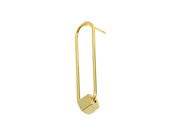 Brass Rectangle Earring Stud - Cube Earring Post for Woman's - Gold Daily Wear Earring - 18K Real Gold Plating - 36.7x10x1.24mm - RGP8698